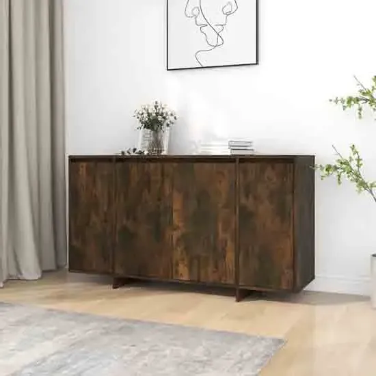 Atoka Wooden Sideboard with 4 Doors - Smoked Oak