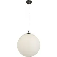 Atom Large Opal Glass Ceiling Pendant Light - Black