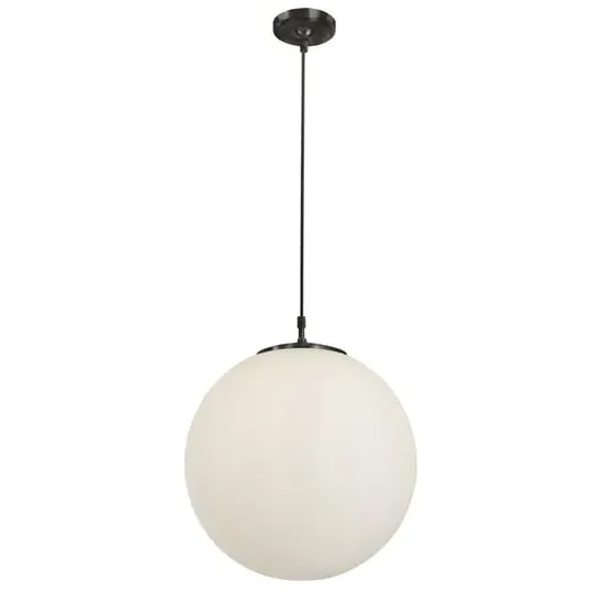 Atom Large Opal Glass Ceiling Pendant Light - Black