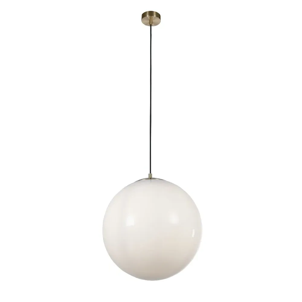 Atom Opal Glass Ceiling Pendant Light - Satin Brass