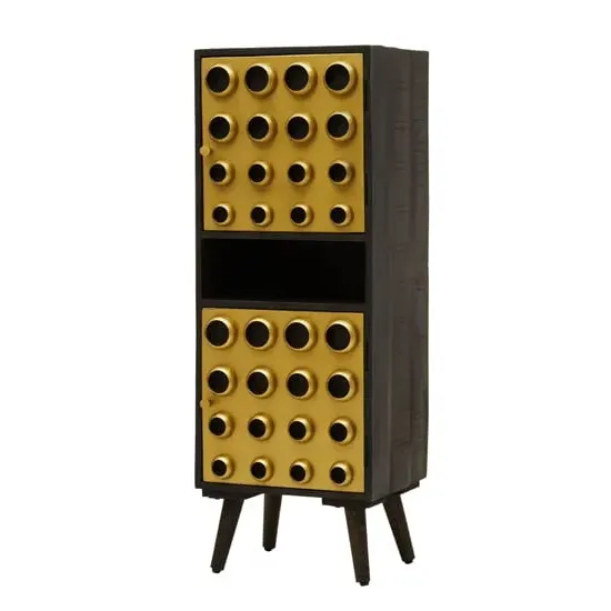 Atria Tall Storage Cabinet with 2 Doors - Black, Mango Wood