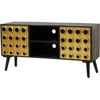 Atria TV Stand with 2 Doors - Black, Mango Wood