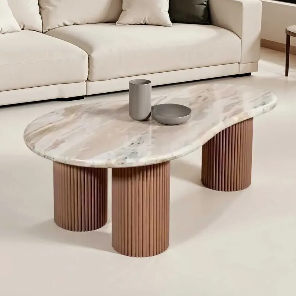 Attalla Coffee Table - White Marble, Mango Wood product