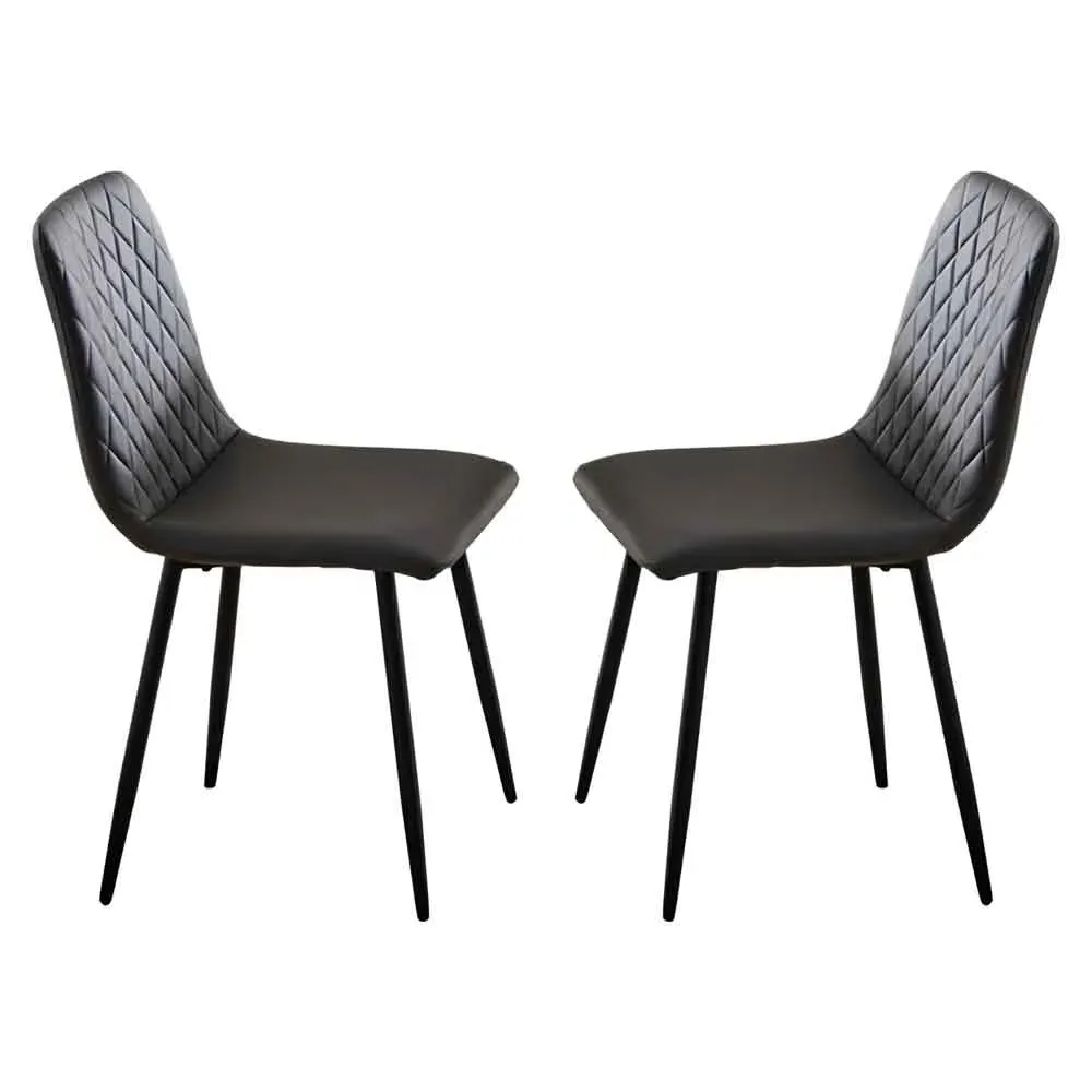 Attica Dining Chairs Pair - Dark Grey, Leather product