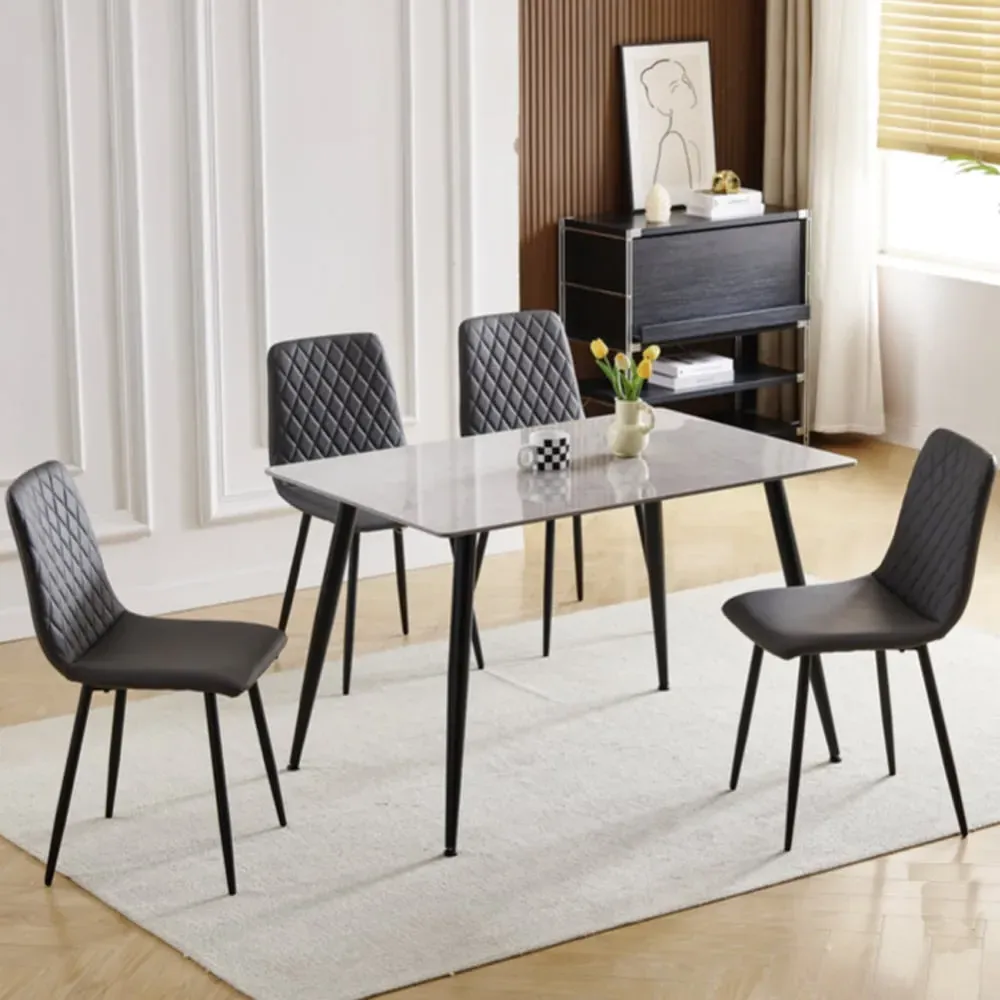 Attica Dining Table and 4 Chairs Set - Grey, Sintered Stone product