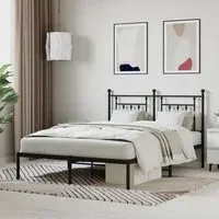 Attica King Size Bed Frame with Headboard - Black, Metal