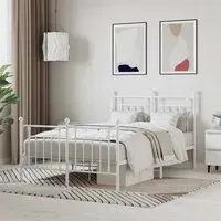 Attica Small Double Bed Frame - White, Metal