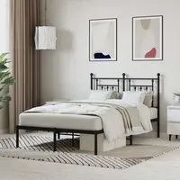 Attica Small Double Bed Frame with Headboard - Black, Metal