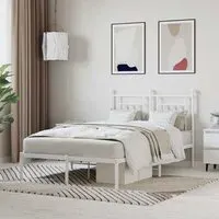 Attica Small Double Bed Frame with Headboard - White, Metal
