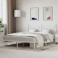 Attica Super King Bed Frame with Headboard - White, Metal