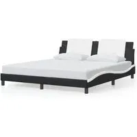 Attica Super King Size Bed Frame - Black and White, Faux Leather