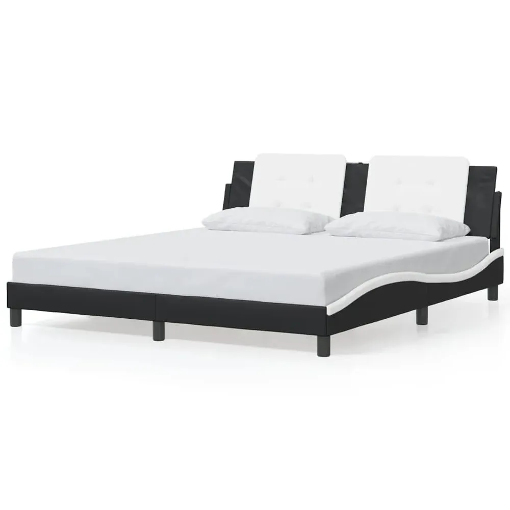 Attica Super King Size Bed Frame - Black and White, Faux Leather image