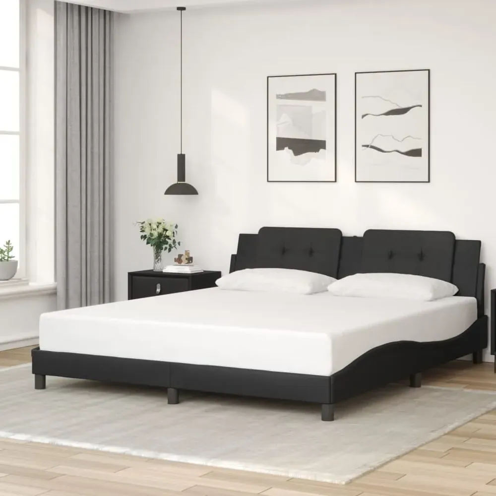 Attica Super King Size Bed Frame - Black, Faux Leather