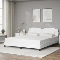Attica Super King Size Bed Frame - White, Faux Leather