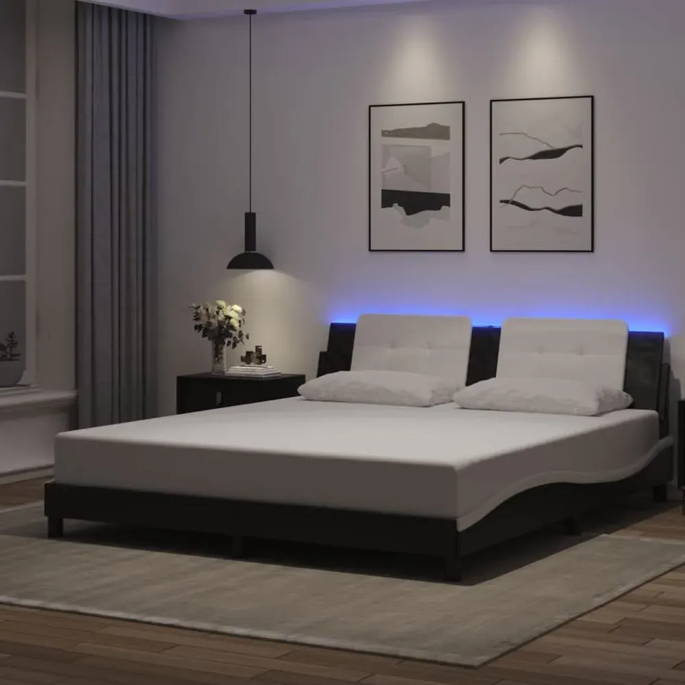 Attica Super King Size Bed Frame with LED - Black and White image