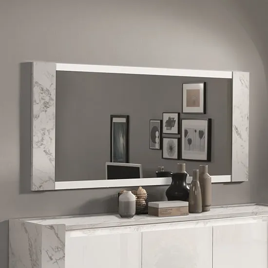 Attoria Bedroom Mirror - White Marble Effect, MDF image
