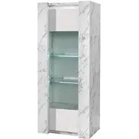 Attoria LED 1 Door Display Cabinet - White Marble Effect, MDF