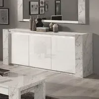 Attoria LED Sideboard - White Marble Effect, MDF