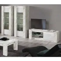 Attoria Living Room Set with Display Cabinet - White