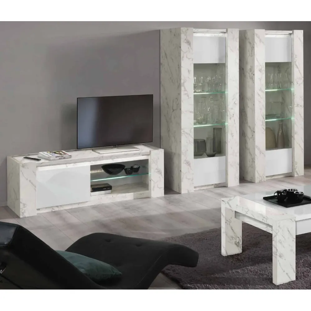 Attoria Living Room Set with Display Cabinet - White image
