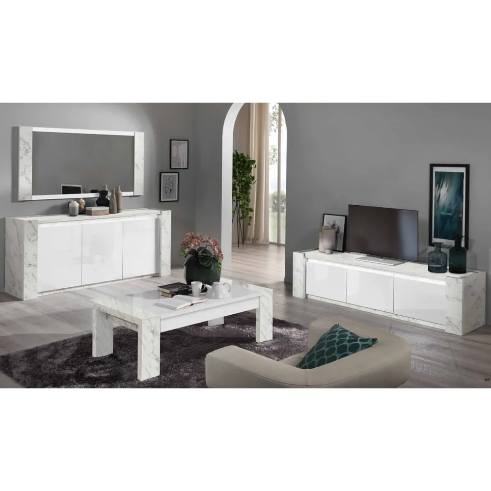 Attoria Living Room Set with Sideboard - White