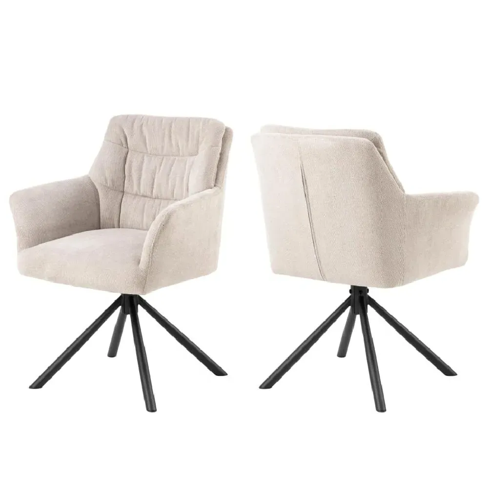 Atwater Dining Chairs with Armrests - Beige, Chenille image