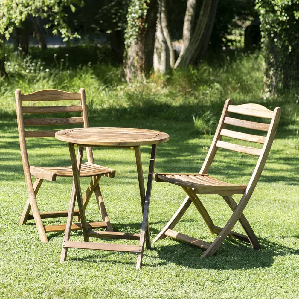Atwater Folding Tea Table with 2 Chairs - Natural, Acacia Wood