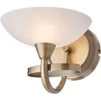 Auburn Glass Wall Light with Steel Frame - Antique Brass