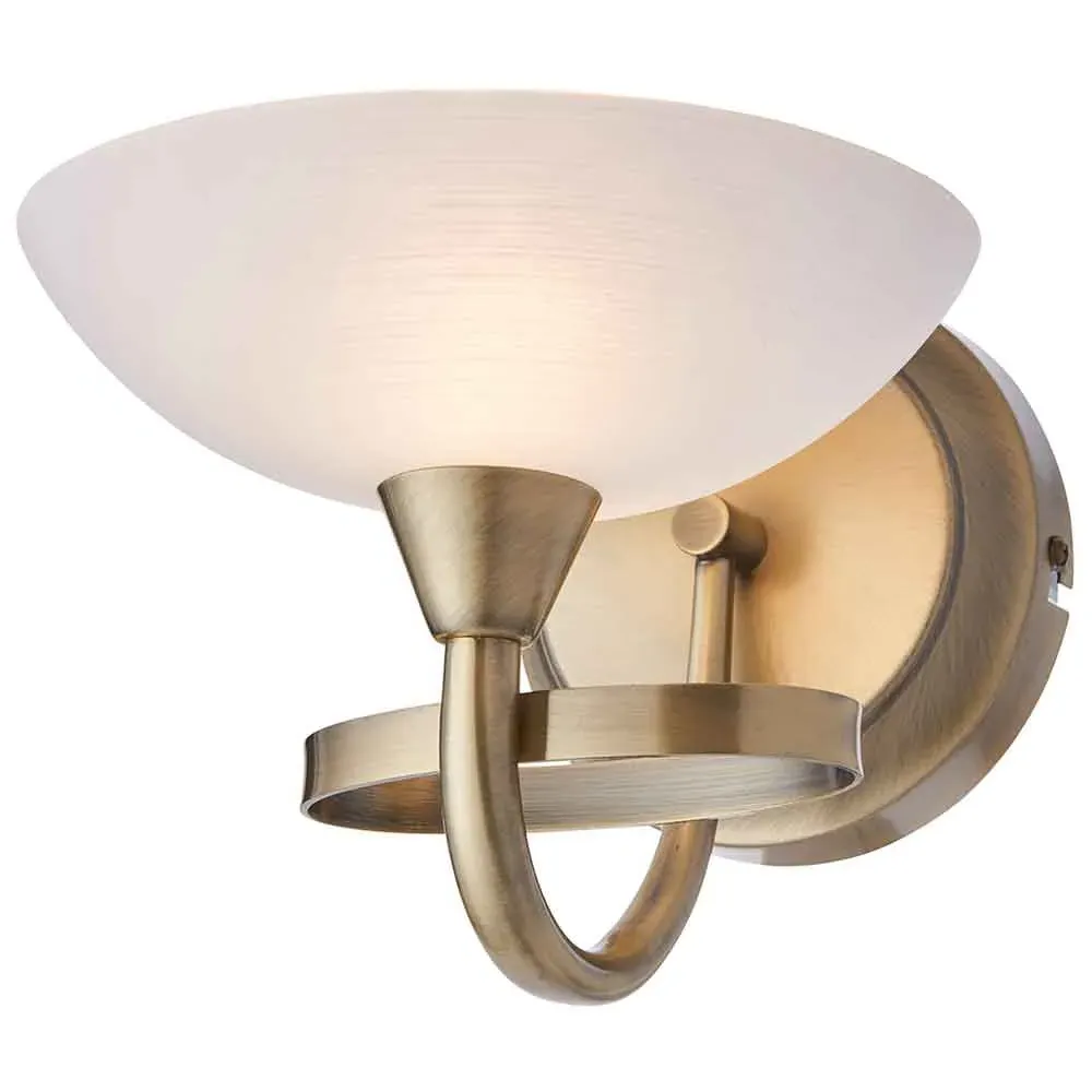 Auburn Glass Wall Light with Steel Frame - Antique Brass image