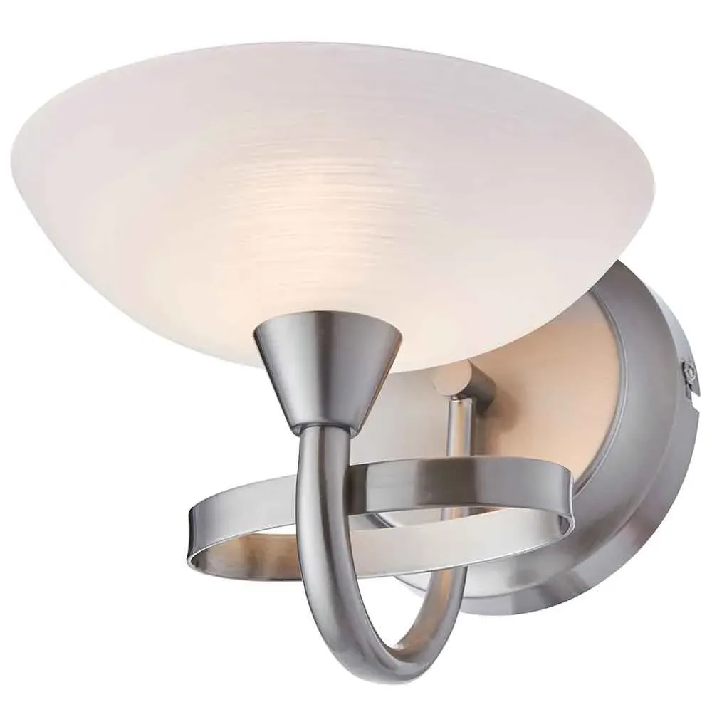 Auburn Glass Wall Light with Steel Frame - Satin Chrome