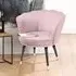 Auburn Velvet Armchair with Wooden Legs - Pink