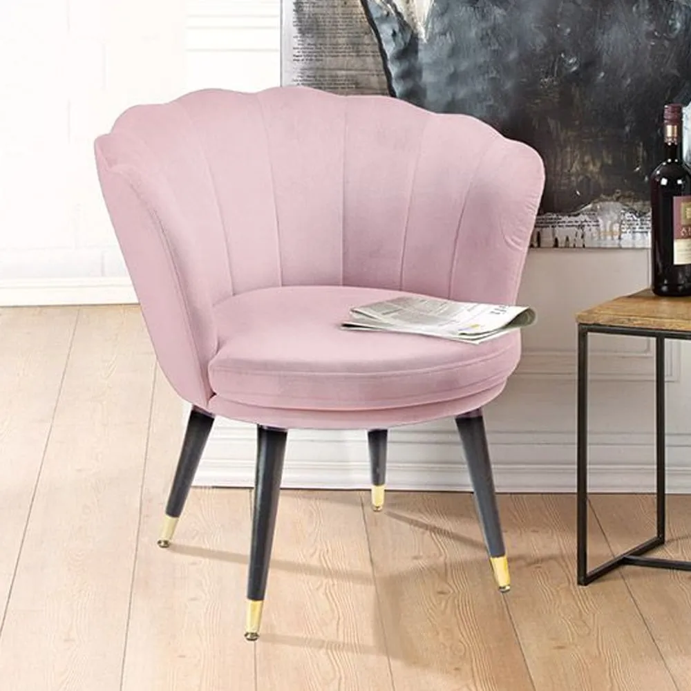 Auburn Velvet Armchair with Wooden Legs - Pink image