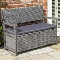 Auchinleck Rattan Garden Storage Bench - Grey
