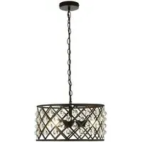 Auckland 3 Bulb Cross Design Pendant Ceiling Light - Black