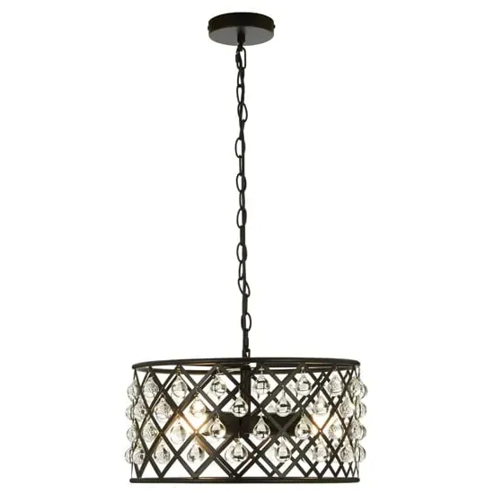 Auckland 3 Bulb Cross Design Pendant Ceiling Light - Black image