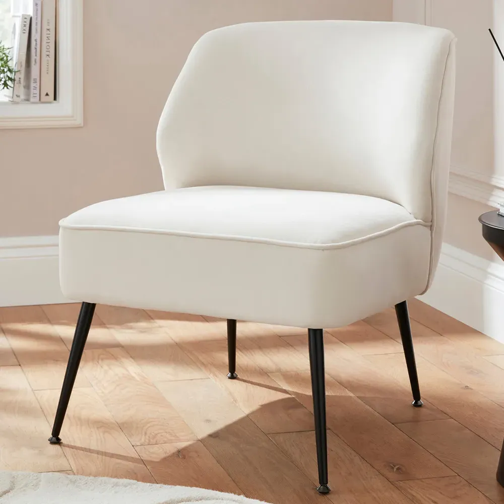 Auckland Accent Chair with Black Legs - Natural, Velvet product