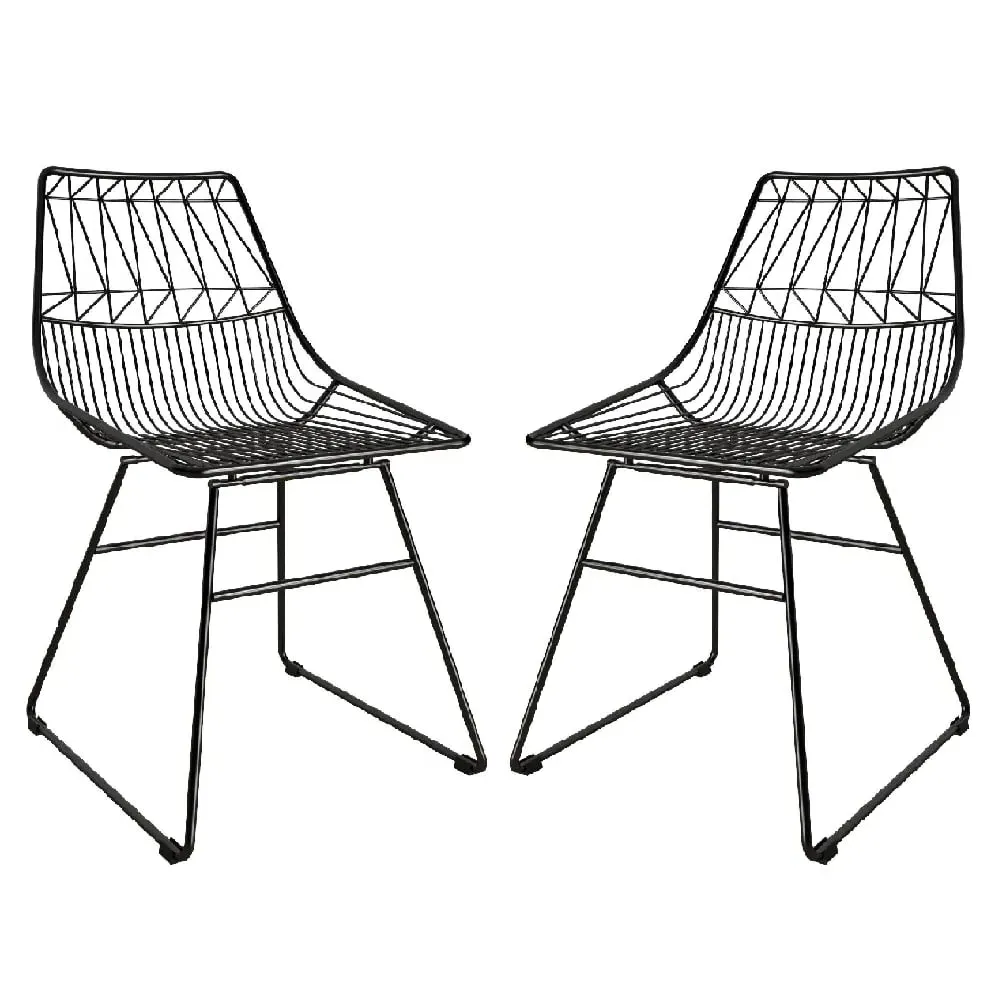 Auckland Bistro Dining Chairs In Pair - Black, Metal image