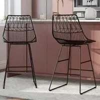 Auckland Wire Counter Bar Stools Pair - Black, Metal