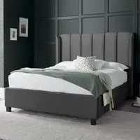 Augusta Double Ottoman Storage Bed - Grey, Velvet