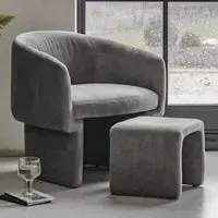 Augusta Fabric Armchair with Foot Stool - Anthracite
