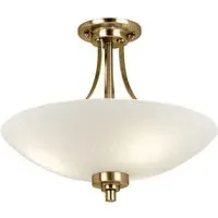 Augusta Glass Semi Flush Ceiling Light - Antique Brass, White