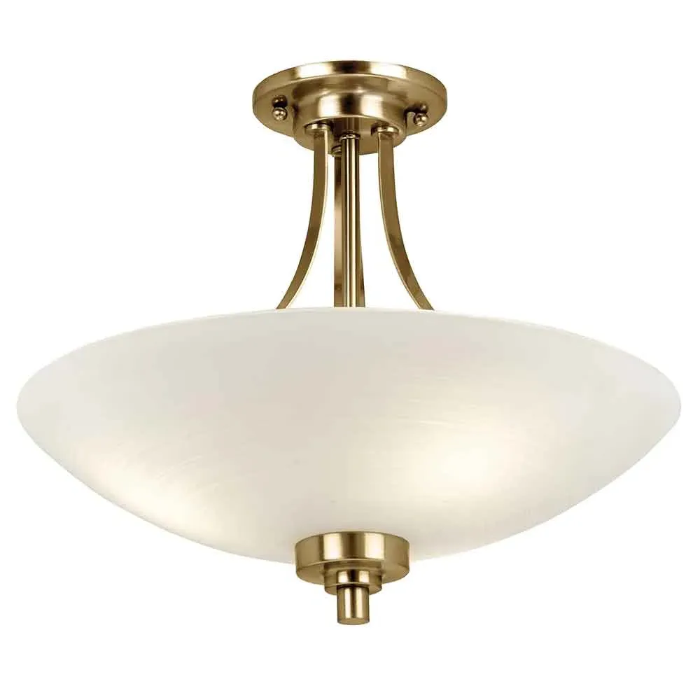 Augusta Glass Semi Flush Ceiling Light - Antique Brass, White image