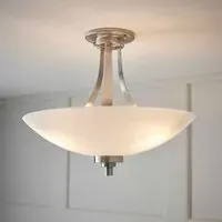 Augusta Glass Semi Flush Ceiling Light - Satin Chrome, White