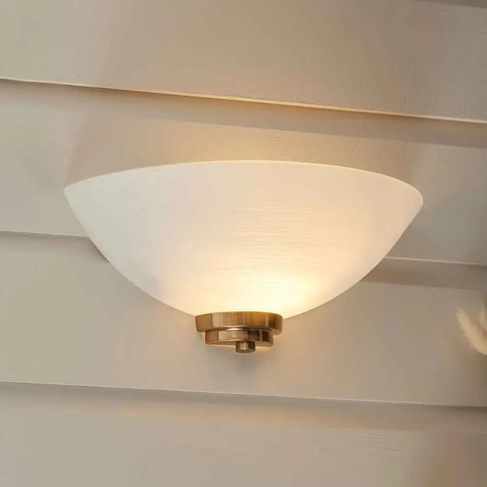 Augusta Glass Wall Light with Steel Base - Brushed Brass