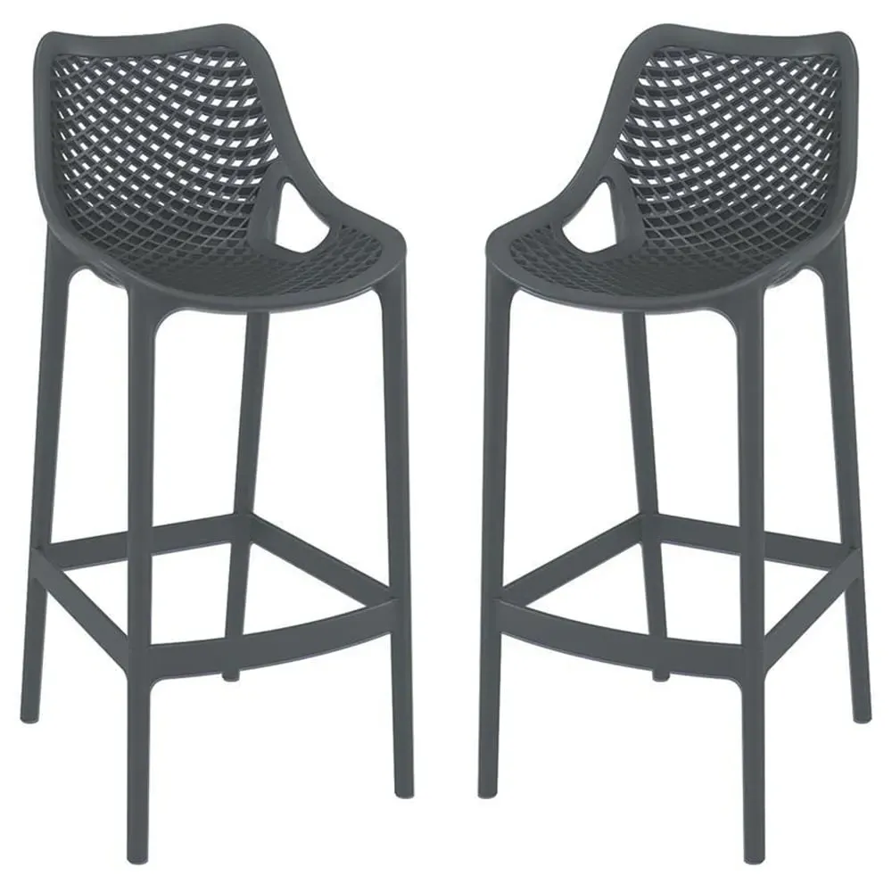 Aultas Bar Stools Pair - Anthracite, Polypropylene image
