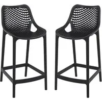 Aultas Bar Stools Pair - Black, Polypropylene