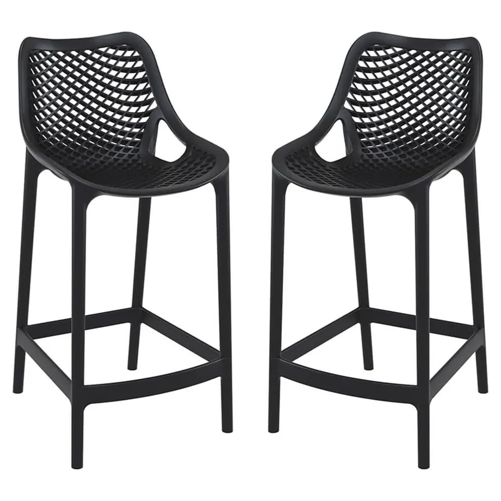 Aultas Bar Stools Pair - Black, Polypropylene image