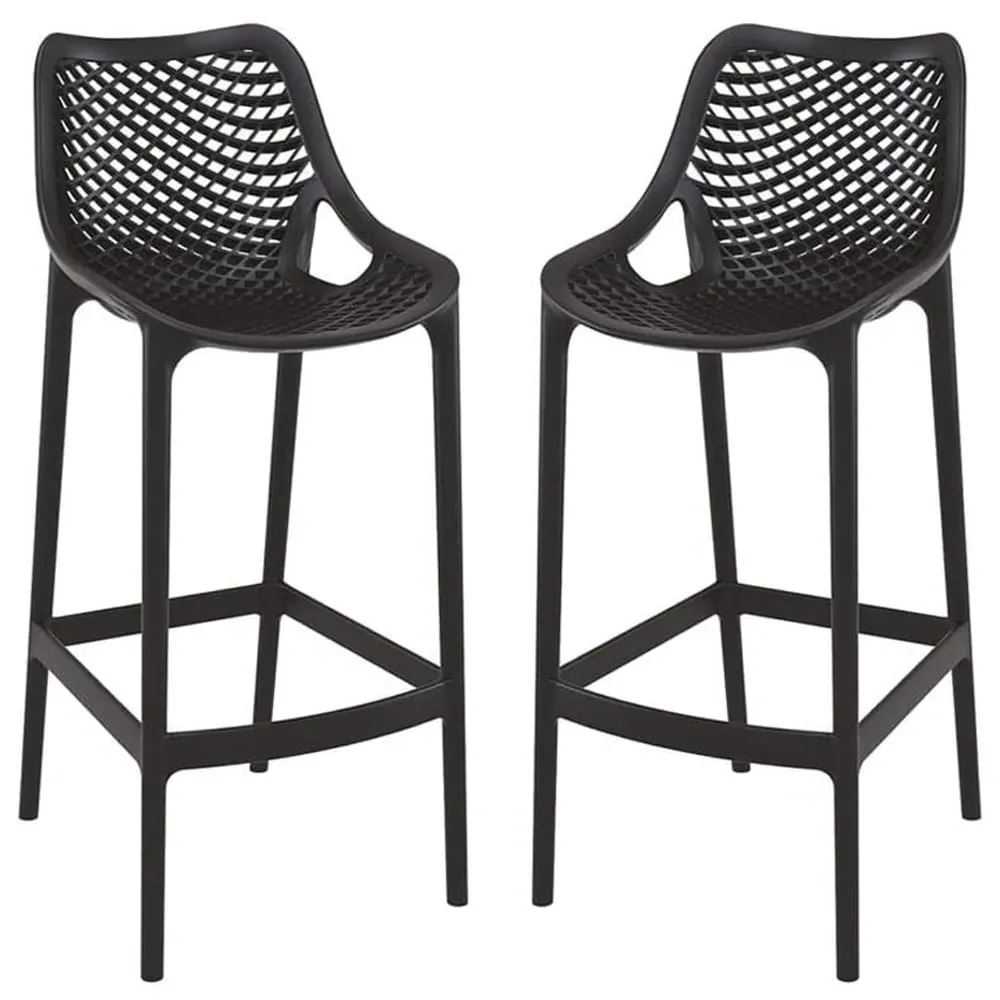Aultas Bar Stools Pair - Black, Polypropylene