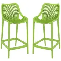 Aultas Bar Stools Pair - Green, Polypropylene