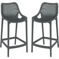 Aultas Bar Stools Pair - Grey, Polypropylene